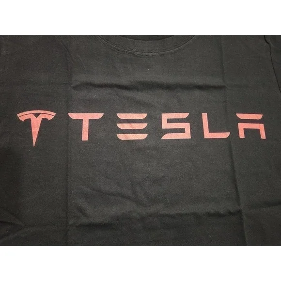 Tesla Black Red Logo Cotton T-Shirt Small NWT - Picture 2 of 6